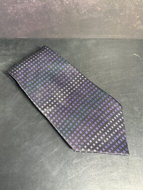 DKNY Black Purple Blue Geometric Tie